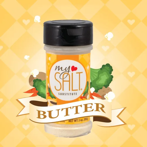 Vista 4 de Mantequilla MySALT – Alternativa de sal sin sodio con sabor a mantequilla – Para maíz en la mazorca, papas, verduras y más – 3 onzas