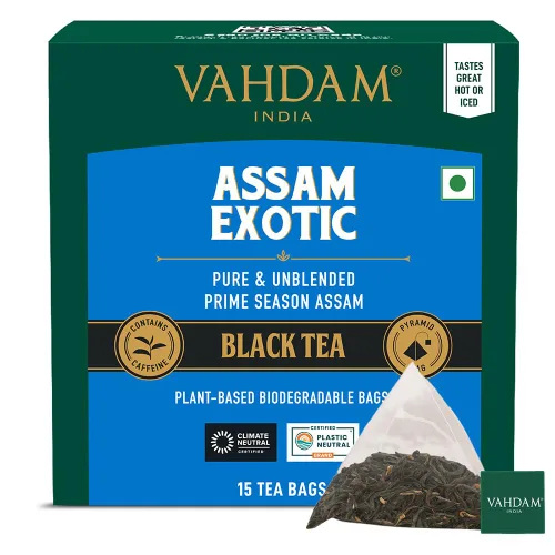 Vista 38 de VAHDAM - Bolsas de té negro Assam (100 unidades) con alto contenido de cafeína, sin gluten, bolsas de té de hojas sueltas enteras Fuertes