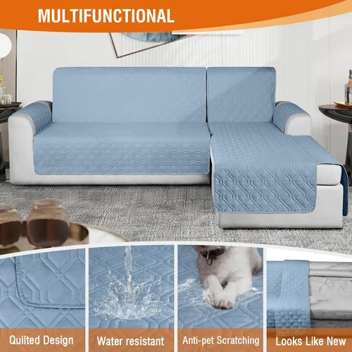 Vista 4 de VANSOFY Fundas para Sofá Seccional 100% Impermeables Funda Deslizable para Sofá en Forma de L 3 Piezas Reversible Funda para Chaise Lounge para Sofá