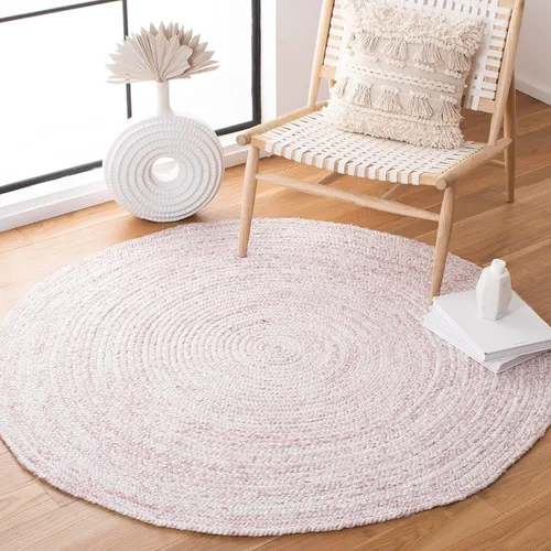Vista 7 de SAFAVIEH Colección trenzada BRD271Z de 4 pies, redonda, color marfil/negro, alfombra hecha a mano para entrada, vestíbulo, sala de estar
