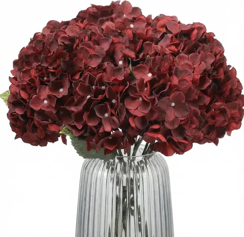 Vista 18 de 2 ramos de flores artificiales de hortensias de seda negra de 20 pulgadas