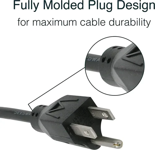 Vista 3 de C2G Cable de alimentación, cable de alimentación de repuesto, conector de 3 pines, cable de alimentación universal, 5-15P a C13, 18 AWG, negro, 3
