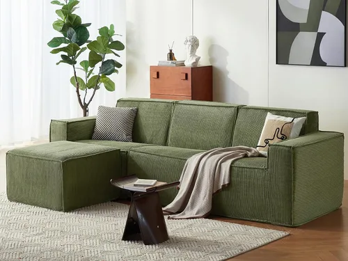Vista 17 de LINSY HOME Sofá Seccional Modular, Sofá Sin Huesos en Forma de L de 105", Sofá de 3 Asientos con Otomana Móvil, Sofás Seccionales Nube de Pana