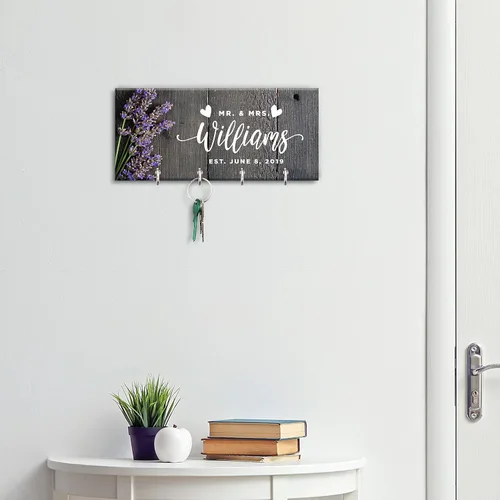 Vista 7 de Llavero personalizado para pared, colgador de llaves personalizado con apellido 12 diseños, 8 opciones de fondo Regalos de inauguración