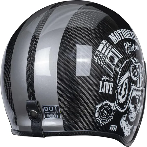 Vista 3 de Kaese Cascos de motocicleta de fibra de carbono con cara abierta retro 3/4 con visera solar para hombres y mujeres para motocicleta, crucero