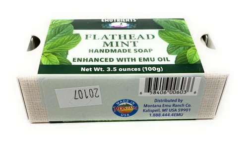 Vista 5 de Montana Emu Ranch - Barra de jabón hecho a mano de menta Flathead de 3.5 onzas - Hecho con aceite de emú puro