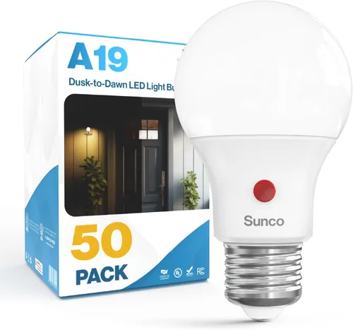 Vista 13 de Sunco - Paquete de 10 bombillas LED para exteriores del atardecer al amanecer A19, fotocélula automática para iluminación exterior, 800 LM, 9 W
