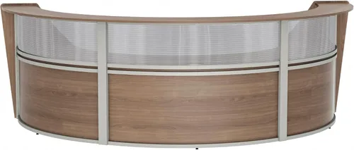 Vista 41 de Linea Italia Oficina curvada, transparente, fácil de montar, mostrador de recepción de 3 paneles para vestíbulo, salón, 142 x 71 pulgadas