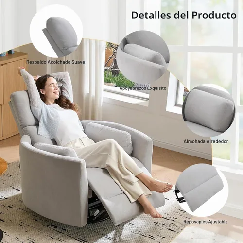 Vista 6 de Jocisland Silla mecedora eléctrica para cuarto de bebé, reclinable Gris claro