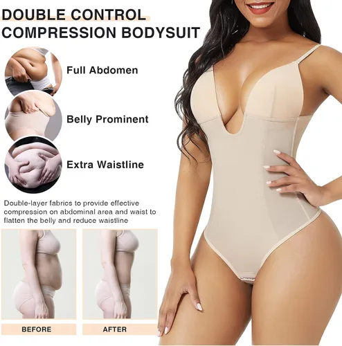 Vista 3 de FeelinGirl Body moldeador de tanga para mujer, control de abdomen, moldeador de cuerpo, fajas colombianas, corsé de entrenamiento de cintura