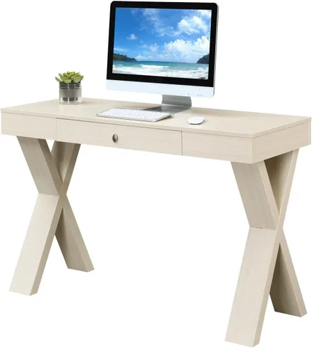 Vista 4 de Convenience Concepts Newport - Escritorio con 1 cajón, color marfil