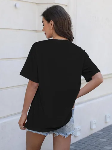 Vista 3 de Camisetas de gran tamaño para mujer, de manga corta, ajuste holgado, para verano, casual, básicas