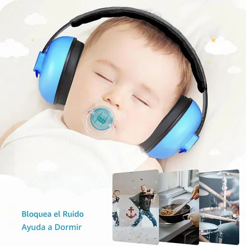 Vista 4 de Auriculares de bebé con cancelación de ruido, orejeras para bebés de 1 a 24 meses, color azul
