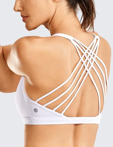 Vista 4 de CRZ YOGA - Sujetadores deportivos con tirantes delgados para mujer, brasier de yoga con relleno, sin varillas, espalda cruzada sexy, lindo