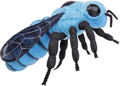 Vista 5 de FRANKIEZHOU Animal de peluche de abeja de simulación de 10 pulgadas, juguete de peluche de abejas azules, juguete suave para niños, decoración