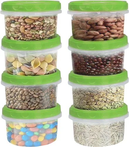 Vista 10 de Jucaifu Juego de 16 frascos pequeños reutilizables de plástico para almacenamiento en el congelador de 8 onzas con tapa de rosca para snacks