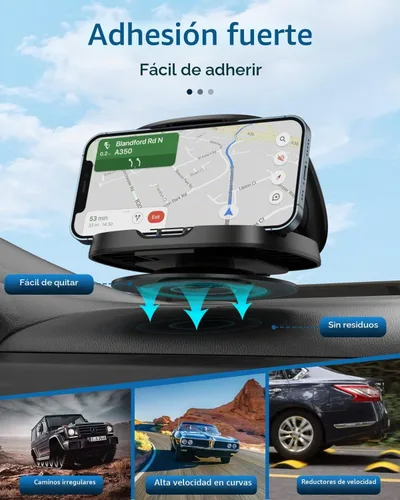 Vista 3 de Soporte de teléfono para automóvil, 360° giratorio para tablero de instrumentos horizontal y vertical, soporte de teléfono celular, lavable