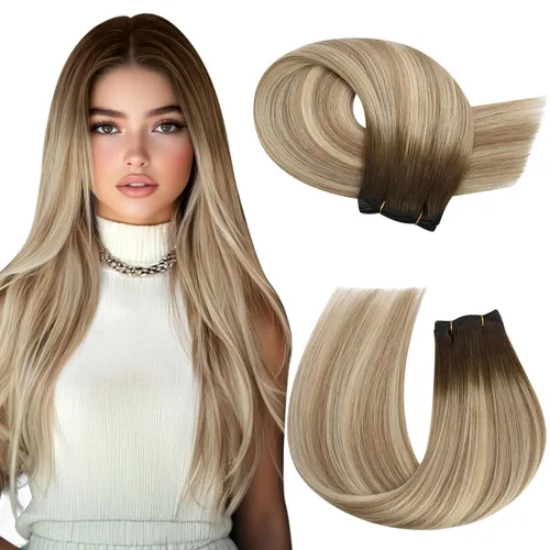 Vista 89 de Moresoo Extensiones de cabello humano real para coser, color negro natural
