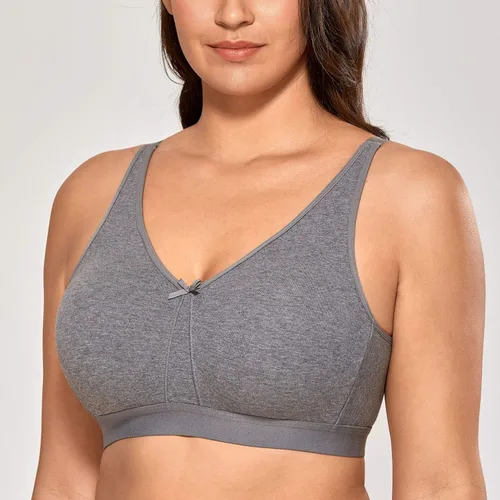 Vista 3 de AISILIN Sujetador inalámbrico de talla grande para mujer soporte de algodón comodidad sin forro
