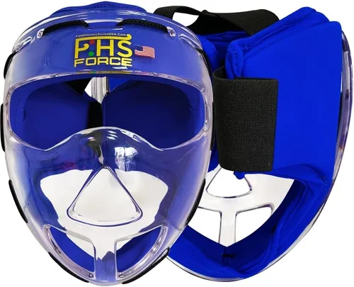 Vista 5 de Máscara facial de hockey sobre césped Clear FORCE Protección transparente para esquinas de penalti, colores disponibles, negro, blanco, azul