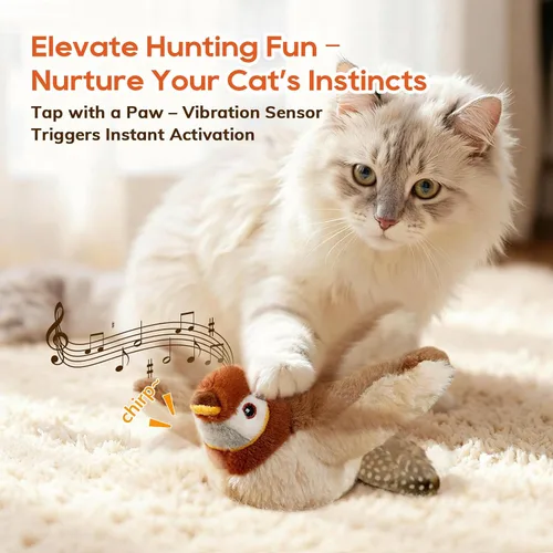 Vista 8 de Rocfish Juguetes para Gatos, Juguetes de Hierba Gatera para Gatos, Juguete de Pájaro Aletante para Gatos, Juguete de Pájaro para Gatos Interactivo