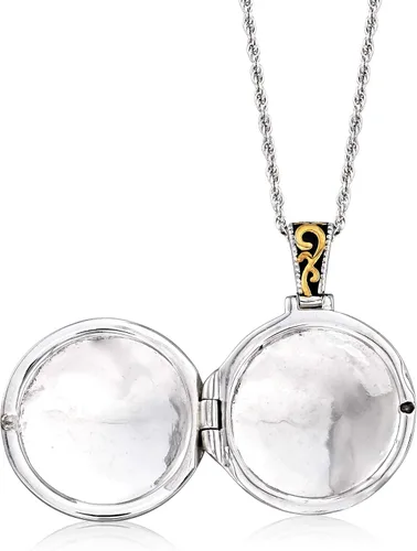 Vista 3 de Ross-Simons Collar con medallón de plata de ley de dos tonos estilo bali 180in Plata esterlina no conocido