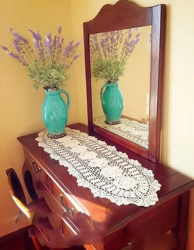 Vista 8 de Hetao Mantel oblongo, 100% algodón, hecho a mano, 12 x 27 pulgadas, color beige