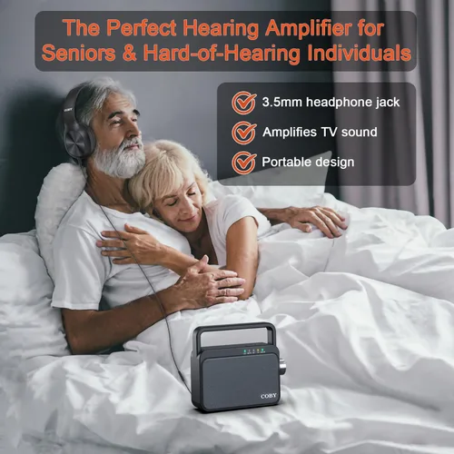 Vista 3 de Coby Altavoz de TV inalámbrico para personas mayores y personas con problemas auditivos - Amplificador de audio de TV portátil con Bluetooth, rango
