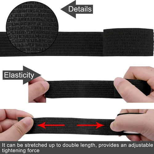 Vista 4 de BQTQ 40 rollos de vendaje autoadhesivo, vendaje negro de 1 pulgada, vendaje autoadhesivo para esguinces de hinchazón de muñeca y tobillo