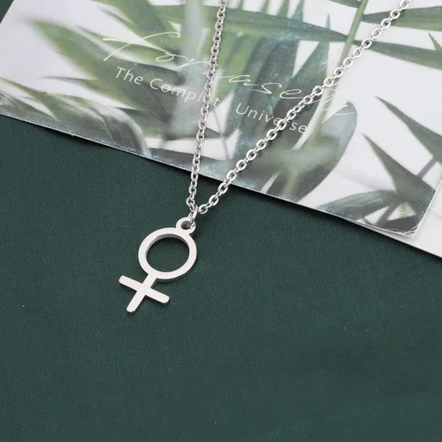 Vista 2 de KEYCHIN Collar astrológico femenino de género con dije de símbolo de Venus, colgante de símbolo femenino, joyería para mujeres y niñas, Acero