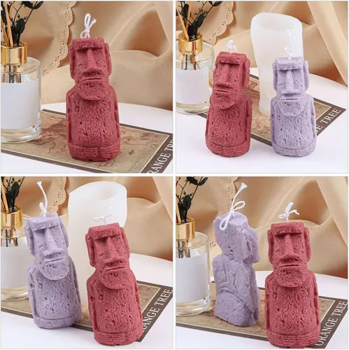 Vista 6 de Didiseaon Moldes para velas de estatua de isla de Pascua, moldes de silicona para velas de bricolaje, moldes de resina epoxi, moldes de jabón
