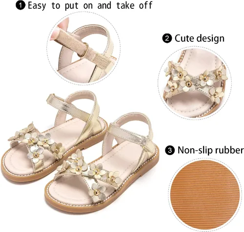 Vista 6 de GINFIVE Sandalias para niñas pequeñas, zapatos de verano para niñas pequeñas