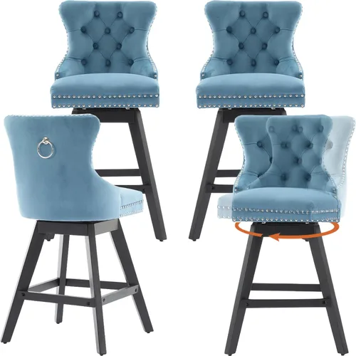 Vista 11 de Juego de 2 taburetes de bar giratorios modernos, taburetes de bar de 26.6 pulgadas de altura de mostrador beige con respaldo para isla de cocina