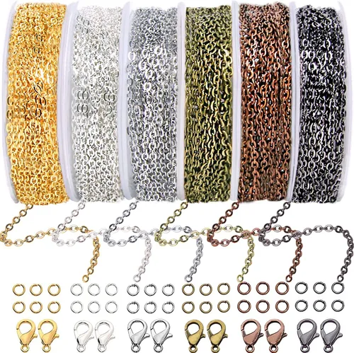 Vista 14 de Jishi Cadena de serpiente de oro de 33 pies de 0.047 in, cadenas para hacer joyas, collares, pulseras, suministros de joyería, hallazgos – Rollo