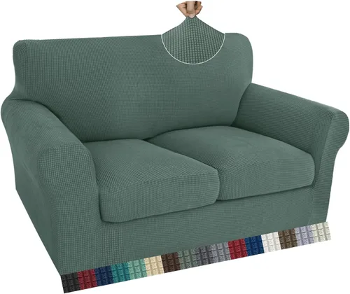 Vista 70 de ZNSAYOTX 2 fundas para sillas con brazos para sala de estar, súper suave, con funda de cojín de asiento, gruesa, duradera, mezcla de elastano, alta