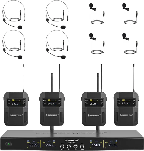 Vista 2 de Phenyx Pro Sistema de micrófono inalámbrico PTU-5200-4B Bundle con micrófono inalámbrico PWH-4200