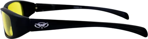 Vista 3 de Global Vision Nuevo Gafas Attitude Eye wear, con montura negra mate y lentes amarillas. Muy elegante, el amarillo hace que