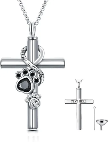 Vista 23 de Collar de urna de plata de ley para cenizas, recuerdo conmemorativo para perros, gatos y mascotas