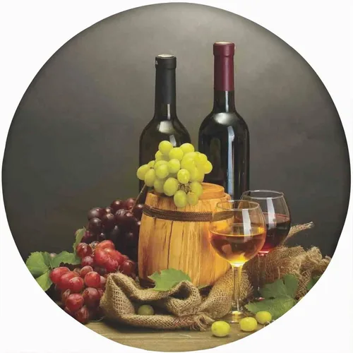 Vista 10 de Mantel redondo ajustado para bodega, diseño de nubes de amanecer en la Toscana con borde elástico, estampado de poliéster, se adapta a mesa redonda
