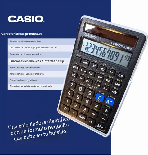 Vista 4 de Casio (FX-260 SOLARII-S-IH) - calculadora científica negra, 3 pulgadas de ancho נ5 pulgadas de alto, 2.25 Funciones de fracción y trig, alimentado