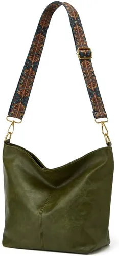 Vista 3 de Bolso Hobo para mujer, bolso cruzado grande de diseñador para mujer, bolso de hombro de piel sintética con correa ancha para el hombro