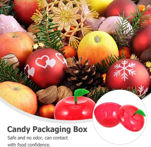 Vista 9 de Ciieeo 8pcs Apple Shaped Favor Box Plastic Bobbing Apples Box Filled Bobbing Apple Containers for Party Christmas Decorations