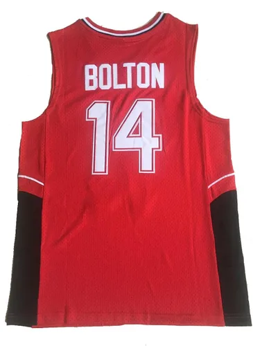 Vista 2 de Camiseta de baloncesto de Troy Bolton #14 Wildcats High School Basketball Jersey cosido rojo, camisetas de película Hip Hop
