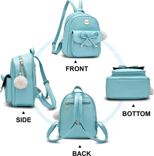 Vista 40 de ZGWJ Mini mochila de cuero con moño, mochila pequeña, linda mochila casual de viaje para niñas y mujeres, M, Mochilas tipo mochila