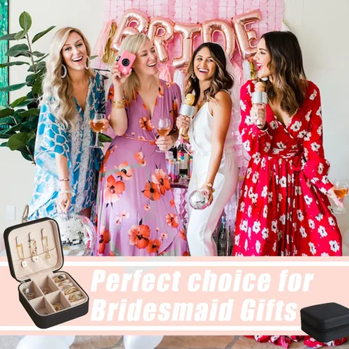 Vista 6 de BeBeGee Joyero de viaje, mini organizador de viaje portátil, pequeñas cajas de joyería para mujeres, regalos de dama de honor y accesorios