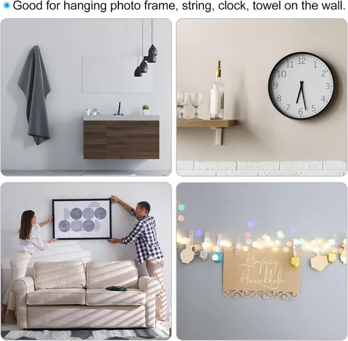 Vista 5 de PATIKIL Perchas de fotos de 10 libras, juego de 30 ganchos para colgar fotos en la pared, accesorios para clavos, kit para colgar cuadros en paneles