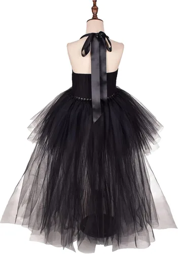 Vista 5 de Manyakai Disfraz de bruja malvada de vampiro para niñas pequeñas, tutú de ángulo caído, para Halloween, cosplay, disfraz