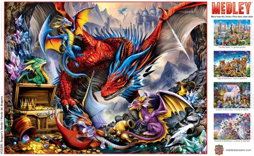 Vista 4 de Masterpieces Rompecabezas EZ Grip de 300 piezas – Horda del Dragón – 18 x 24 pulgadas