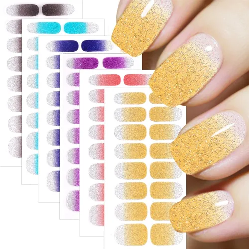 Vista 21 de 8 hojas de tiras de uñas de gel de color sólido, calcomanías autoadhesivas para uñas de los pies, exquisitas calcomanías de envoltura completa