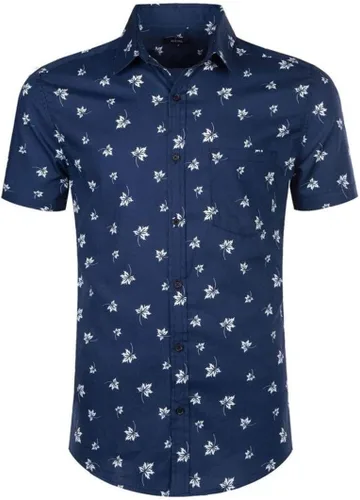 Vista 17 de Camisa de vestir de manga corta para hombre, ajuste regular, con botones, casual, con estampado único Grandes estrellas de la marina